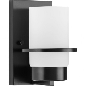 Progress Lighting Reiss 1-Light Wall Sconce, Matte Black, White Glass Shade - 1 of 1
