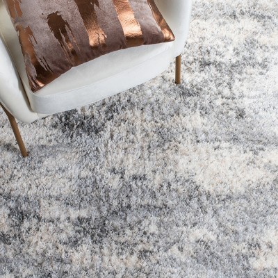 Ivory Shag Square Rug Hand-Knotted Easy Care Synthetic 59"