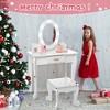 Girls Vanity Table and Chair Set, Kids Makeup Dressing Table with Lights Wood Makeup Playset, Kids Vanity Set with Mirror Drawer for Age 4-9 - 3 of 4