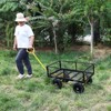 Vynxaria (Black +Yellow solid wheels wagon cart)Solid wheels Tools cart Wagon Cart Garden cart trucks make it easier to transport firewood - 2 of 4