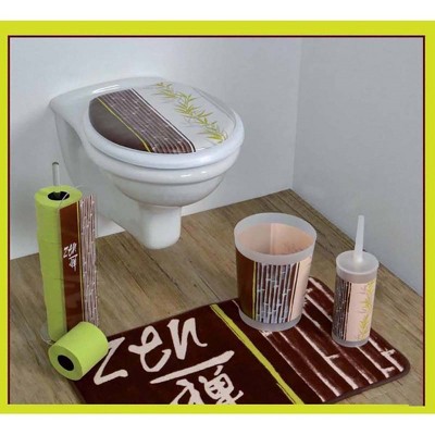 Taupe and White Plastic Moroccan Freestanding Toilet Paper Holder