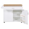 Rolling Kitchen Island with Rubber Wood Top, Storage, Spacious Drawer with Divider & Internal Rack, Adjustable Shelf Tower Rack - 2 of 4