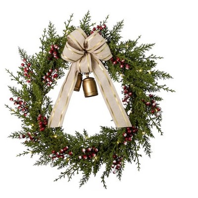 Holiday Living 30-in Dover Pre-lit Battery-Operated Artificial Christmas Wreath