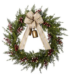 Holiday Living 30-in Dover Pre-lit Battery-Operated Artificial Christmas Wreath - 1 of 3