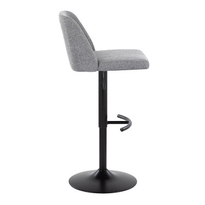 Gray Adjustable Swivel Barstools with Metal Frame, Set of 2