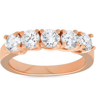 Pompeii3 1 1/2ct Diamond Five Stone Trellis Wedding Ring Womens Anniversary Band