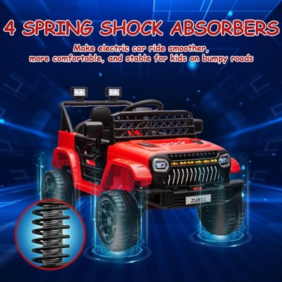 12V Bright Red Electric Ride-On Truck with LED Lights and Music