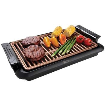 BETTY CROCKER Indoor Grill 10x15" with Nonstick Removable Grill Plate, Black