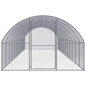 vidaXL Outdoor Chicken Coop, Large 9.8'x39.4'x6.6', Galvanized Steel Construction, Easy to Clean, Spacious Poultry Cage with Wire Mesh for Supervision - 1 of 4