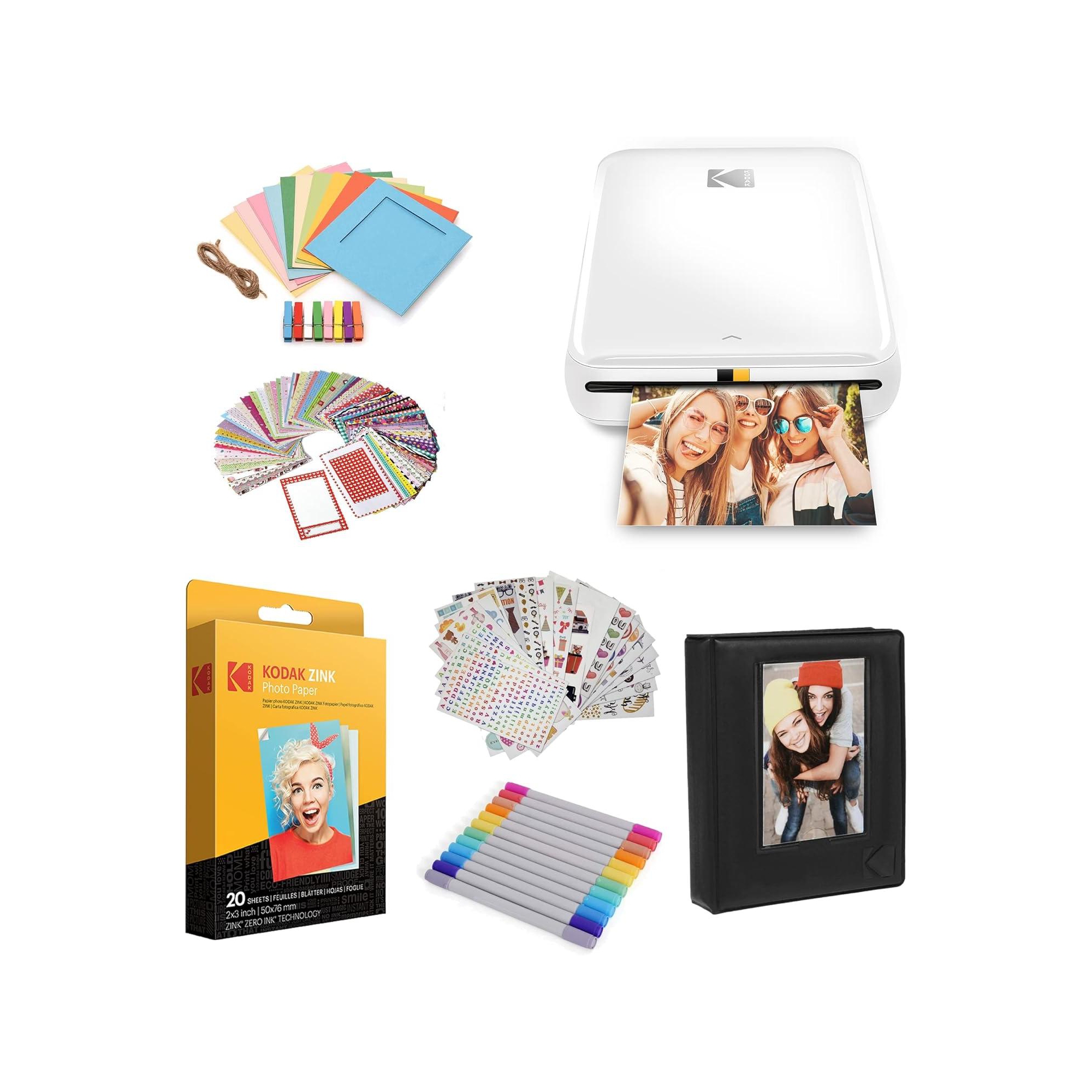 KODAK Step Wireless Photo Printer (White) Gift Bundle: Print stunning photos wirelessly with ease