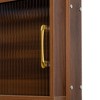 Kumasinova 70.8"H Kitchen Pantry Sideboard with Pegboard&2 Sliding Glass Doors,6-Tier Freestanding Hutch Cupboard for Flatware,Walnut - 4 of 4