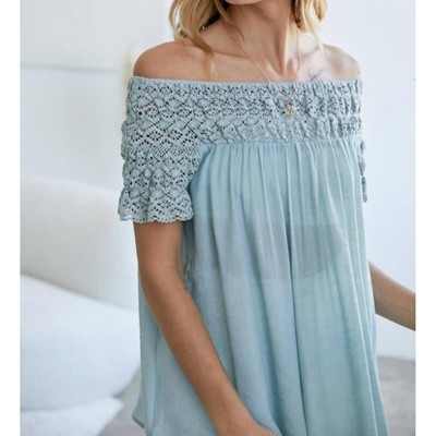 Women's Laced Trim Off Shoulder Top - DAVI & DANI