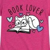 Girls' - Instant Message - Book Lover Cat Fitted Short Sleeve Graphic T-Shirt - 2 of 4