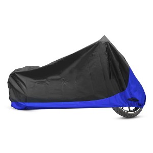 Unique Bargains Universal 210D Waterproof 2 in 1 Motorcycle Cover XXXL Black Blue 1 Pc - 1 of 4