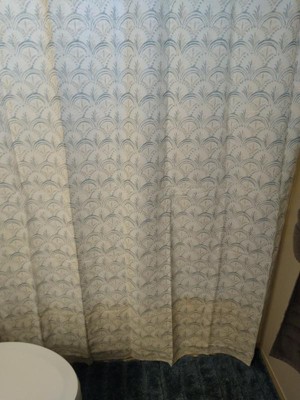Block Print Scallop Shower Curtain Aqua Blue - Threshold™ : Target