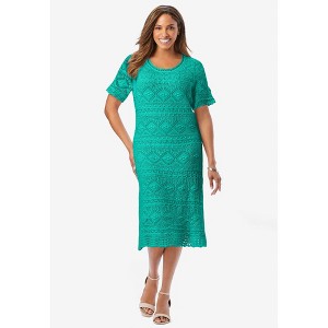 Jessica London Women's Plus Size Crochet Dress - 1 of 4