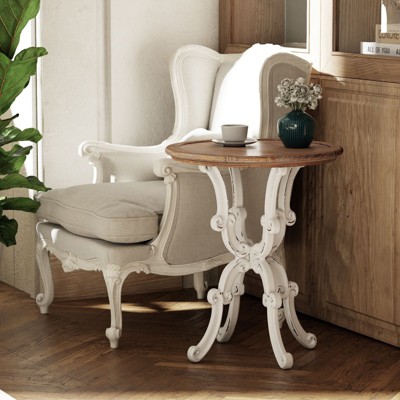 JIONJOY Farmhouse End Table with Natural Wood Top - Rustic Side Table for Living Room & Bedroom