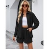 Womens 2 Piece Plisse Set Button Down Shirts with Shorts Summer Textured Top and Pants Casual Lounge Set Co-ord Sets for Women - Black,M - 2 of 4