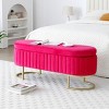 GlasFlength Ottomans and Benches Storage Ottoman Bench Upholstered Tufted Bench Golden Metal Legs for Room, Pink, 48.43"*16.93"*19.69" - 2 of 4