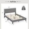Costway Twin/Full/Queen Size Bed Frame with Linen Fabric Upholstered Headboard & Wooden Slat Support - 3 of 4