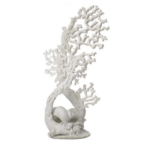 Reef White Coral Sculptures on Glass Stand (Set of 3)