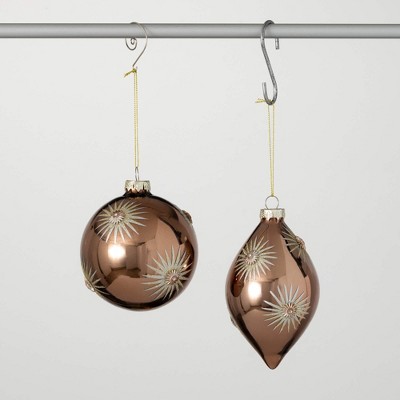 4.25"H & 6"H Sullivans Christmas Gold Sunburst Ornament Set of 2  Gold