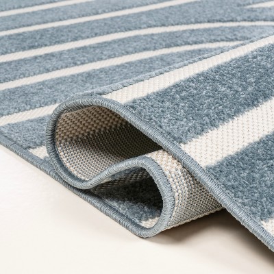 Navy and Cream Synthetic Stripe 3 ft. x 5 ft. Area Rug