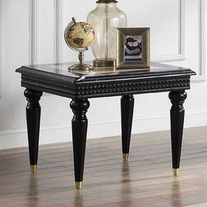 28&#34; Tayden Accent Table Marble Top and Black Finish - Acme Furniture, 1 of 7