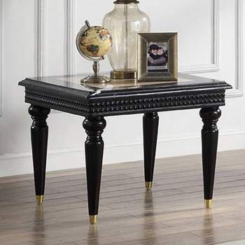 28" Tayden Accent Table Marble Top and Black Finish - Acme Furniture