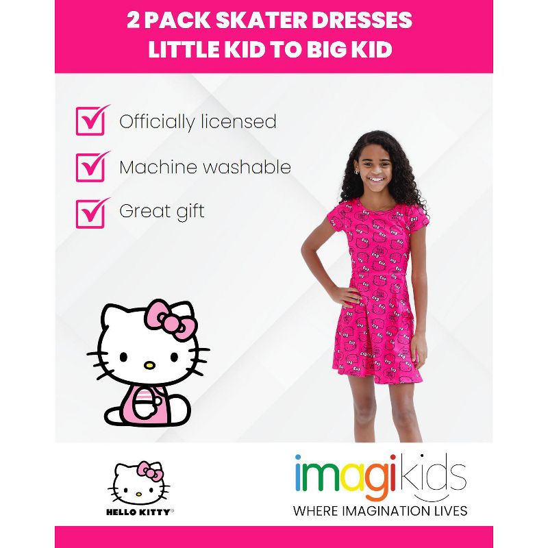 Hello Kitty Girls 2 Pack Skater Dresses Little Kid to Big, 2 of 7