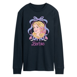 Men's - Barbie - Coquette Floral Bow Long Sleeve Graphic T-Shirt - 1 of 3