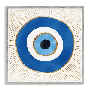 Stupell Industries Evil Eye Symbol Striped Rays Framed Giclee Art, Gray, 24" x 24" - 1 of 4