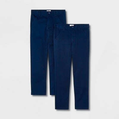 Boys' 2pk Slim Fit Skinny Uniform Pants - Cat & Jack™ Blue