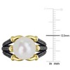 EVERLY JEWELRY | Black Rhodium Plated Yellow Plated Sterling Silver Mens 10.5-11mm White Cultured Freshwater Pearl Split Shank Ring - 3 of 4