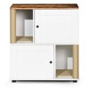 TIRAMISUBEST Modern 2 in 1 Cat Litter Box Enclosure Side Table Light Wood White Accents Multi-Level Hidden Washroom Storage 77 lb Top - 4 of 4