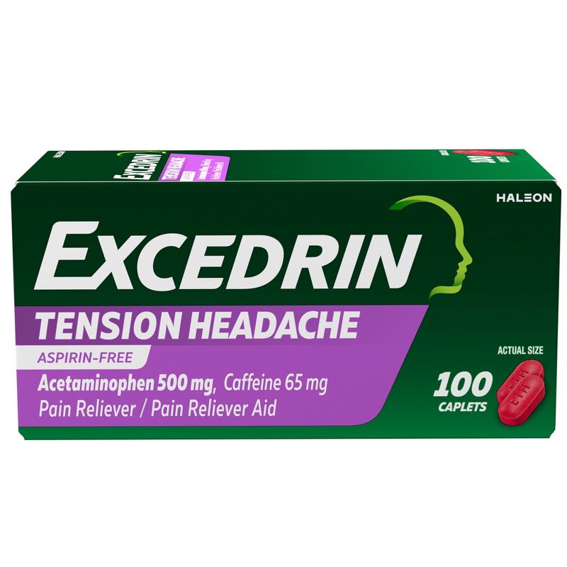 Excedrin Tension Head Ache Pain Reliever Caplets - Acetaminophen - 100ct, 1 of 11