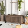 Tangkula 56 Gallon Wood Deck Box w/ Removable Waterproof PE Liner Wheels for Tools - 2 of 4