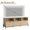 Garvee Rattan TV Stand for 65 Inch TV, Entainment Center with Open Shelf, Media Console with 3 Drawers, Modern TV Stand for Living Room, Bedroom - 2 of 4