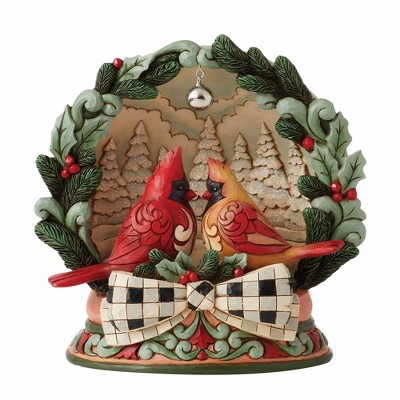 Jim Shore 7.0 Inch Winter's Whisper Highland Glen Cardinals Led Bird Figurines