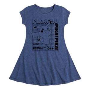 Girls' - Pokémon - Pikachu Info Chart Fit & Flair Cap Sleeve Dress - 1 of 3