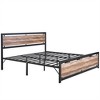 VECELO Twin/Full/Queen/King Size Bed Frame with Wooden Headboard, Metal Bed Platform No Box Spring Needed with Heavy Duty Steel Slat, Brown - 2 of 4
