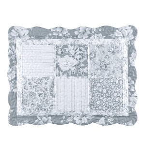 Collections Etc Eden Floral Patchwork Scalloped Edge Pillow Sham - 1 of 3