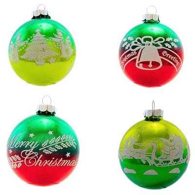 Christopher Radko 3.25 In Vintage Flocked Set Holiday Scenes Tree Ornament Sets
