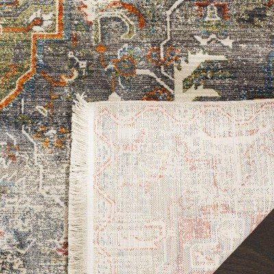 Vintage Persian Charcoal and Olive Synthetic Area Rug