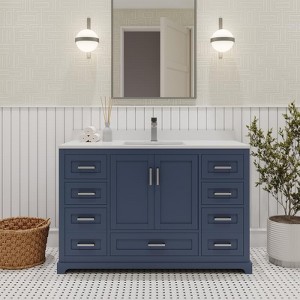 Maya Solid Wood Bathroom Vanity with Quartz Countertop – Handcrafted Luxury Vanity for Modern Homes - 1 of 4