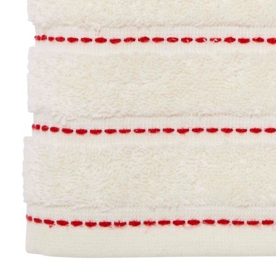Ivory Cotton Holiday Embroidered Bath Towel Set
