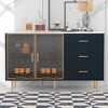 ACEPANO 60 in. W Modern MDF Buffet Sideboard with Gold Metal Legs & Handles-Navy Blue - 3 of 4