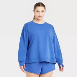 Women's Plus Size French Terry Crewneck Sweatshirt - All in Motion™ Cobalt 4X