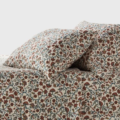 Full Flannel Sheet Set Floral - Threshold™: Cotton & Lyocell Blend