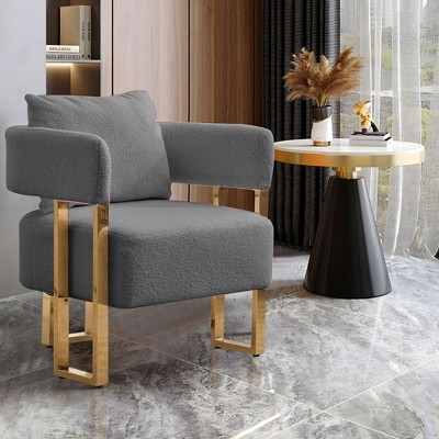 NicBex Couches for Living Room Upholstered Teddy Armchair Sofa Modern Design Accent Sofa with Metal Foot
